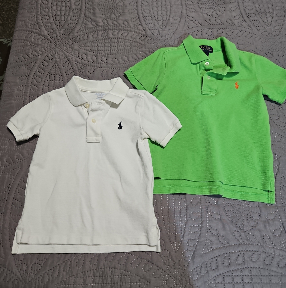 Ralph Lauren Kids Polo Shirts in White and Bright Green